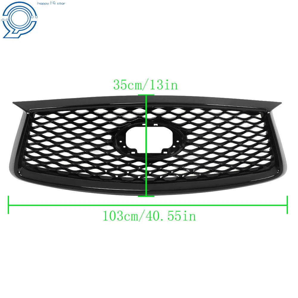 Front Upper Grille for Infiniti QX50 (2019-2023) Gloss Black with Camera Option