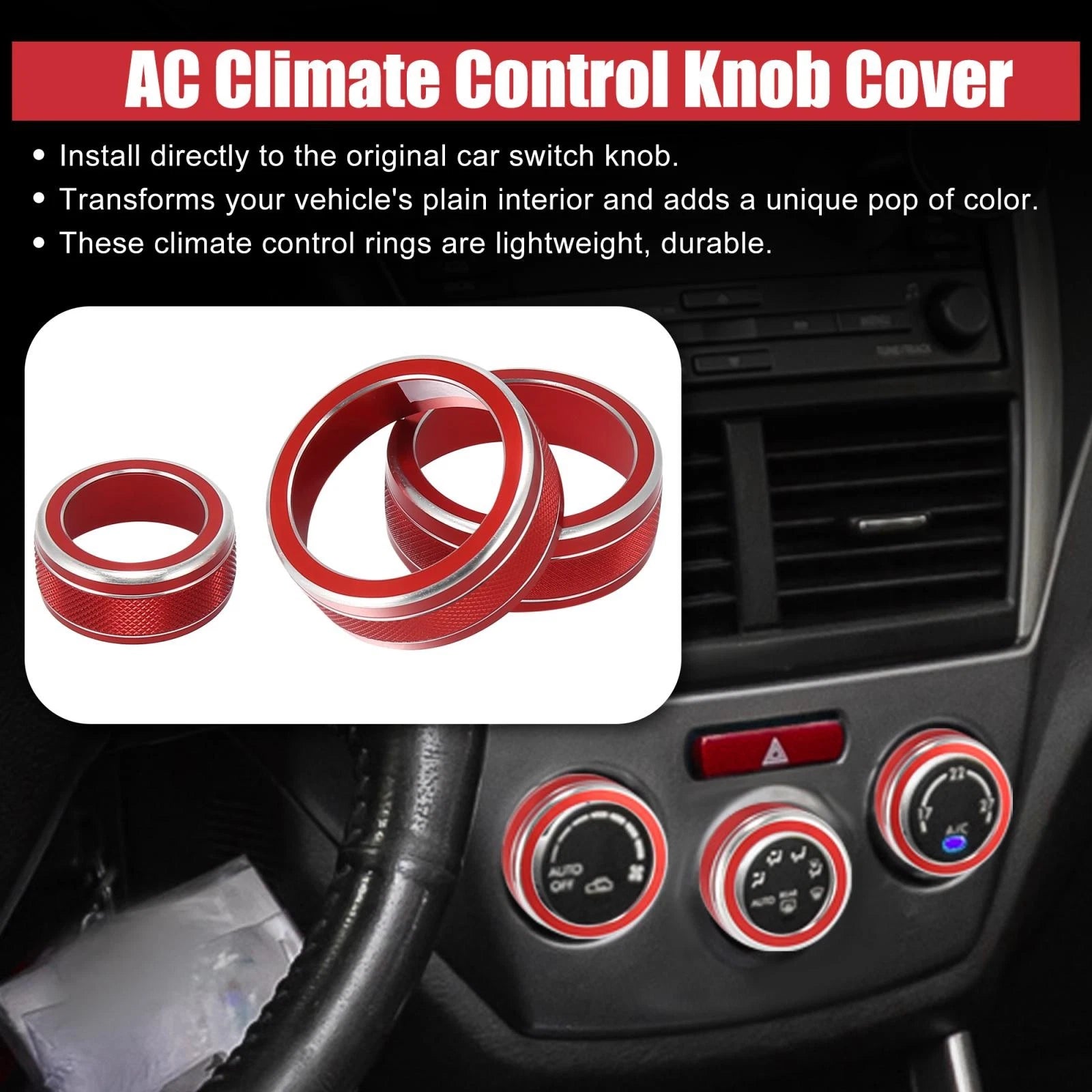 3pcs AC Climate Control Ring Knob for Subaru Forester Impreza (2014–2021)