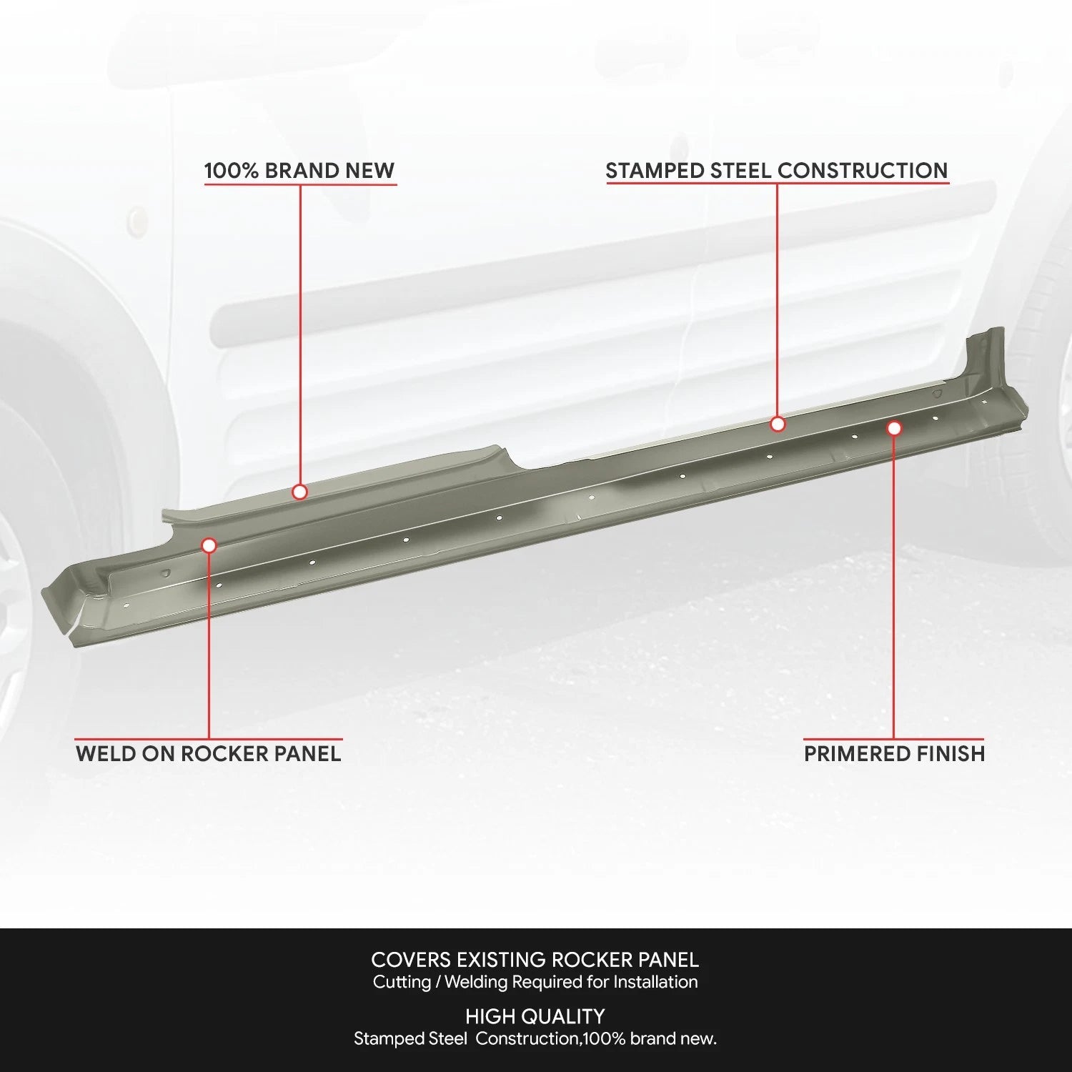 2X Outer Rocker Panel for Ford Transit Connect (2010–2013)