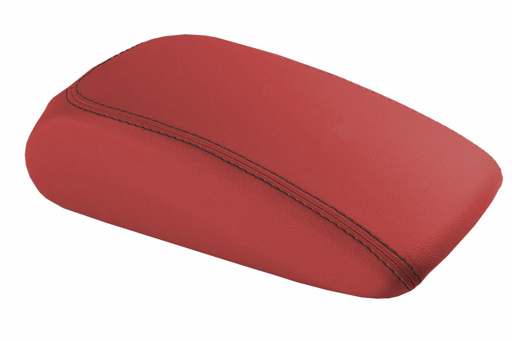 Leather Console Lid Armrest Cover for Audi A3 (2015–2020) Red Black Stitch