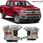 Set of 2 Halogen Headlight Assemblies for Ford F-150 (2018–2020) Chrome Clear