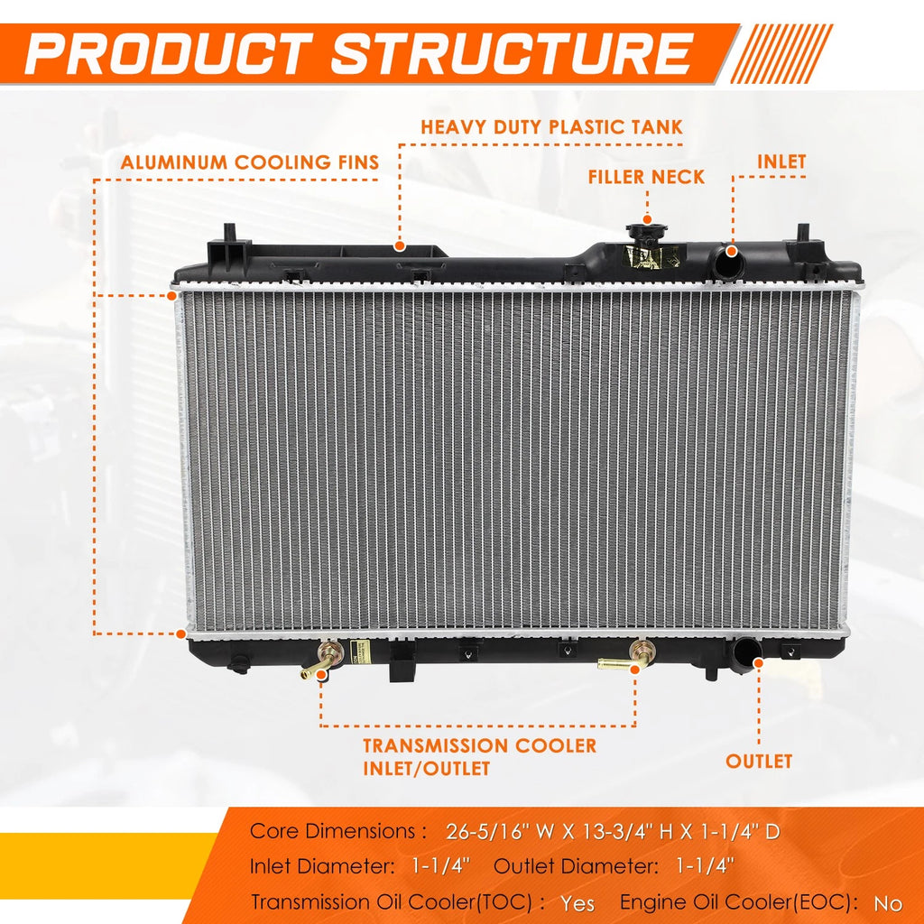 Aluminum Core Radiator for Honda CR-V 2.0L L4 (1997–2001) DPI-2051