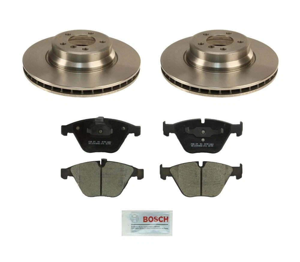 Set of 2 Front Vented Rotors & Ceramic Brake Pads for BMW E60 E63 (2007–2010)