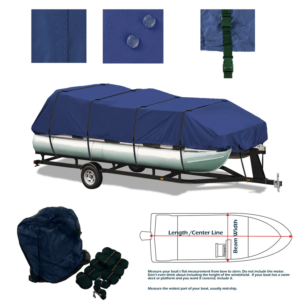 Trailerable Pontoon Boat Storage Cover for 17'-20' Boats (Navy)