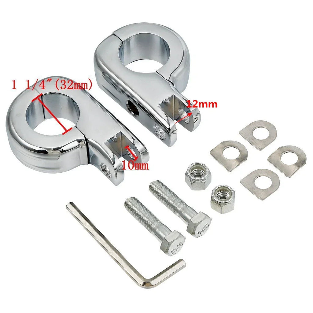 1.25" Chrome Foot Pegs Mounting Kit for Harley Highway Engine Guard Bars