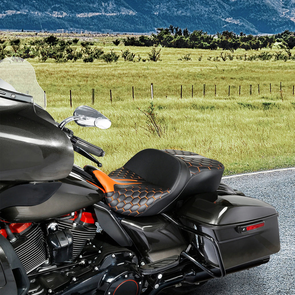 Heated Seats for Harley Road King Glide (2009–2023) - Black Orange