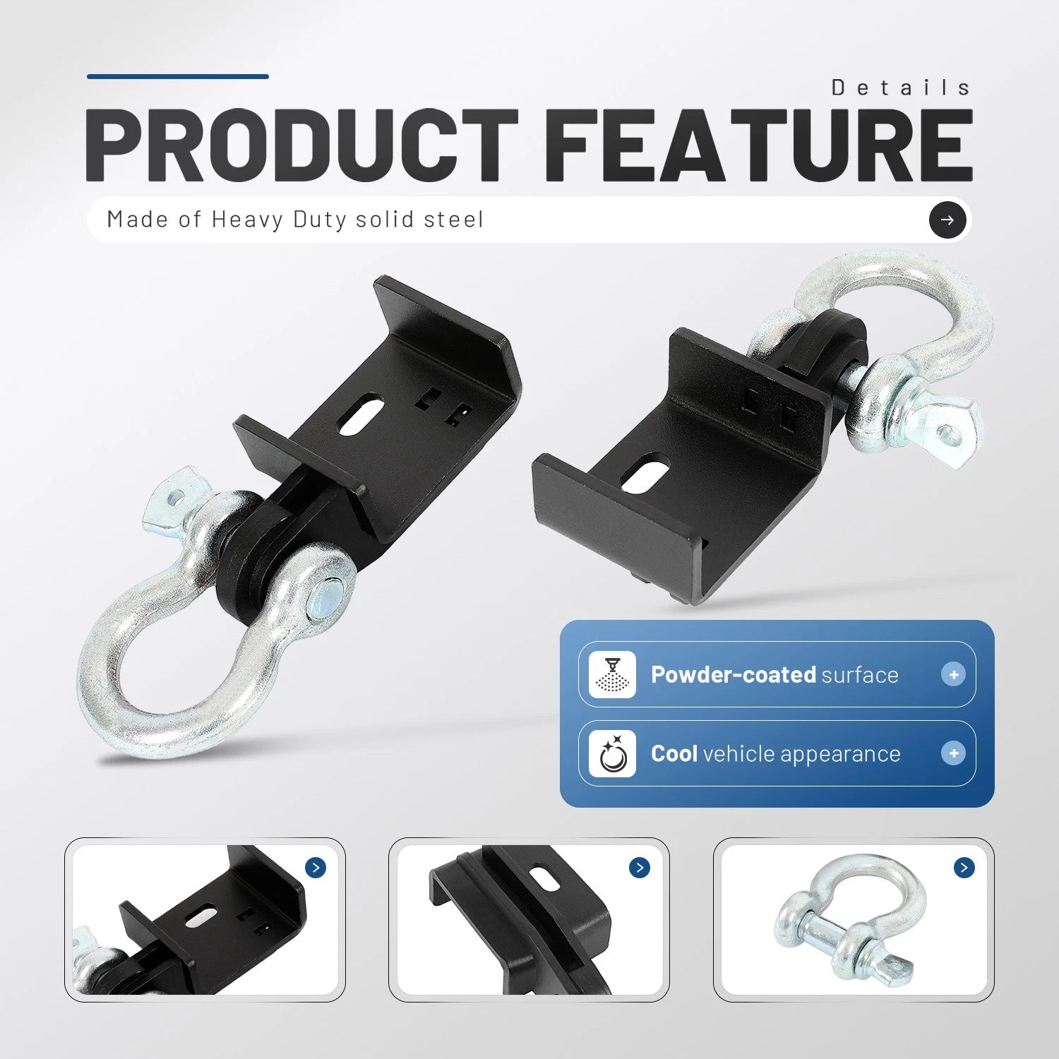 Front Demon Tow Hook Bracket D-ring Shackle for Toyota Tacoma (2009–2023)