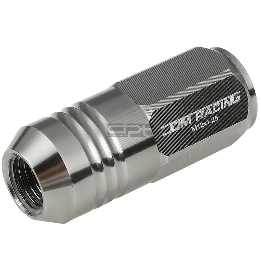 Set of 20 Closed End M12x1.25 50mm Tall Gun Metal Aluminum Lug Nuts + Adapter