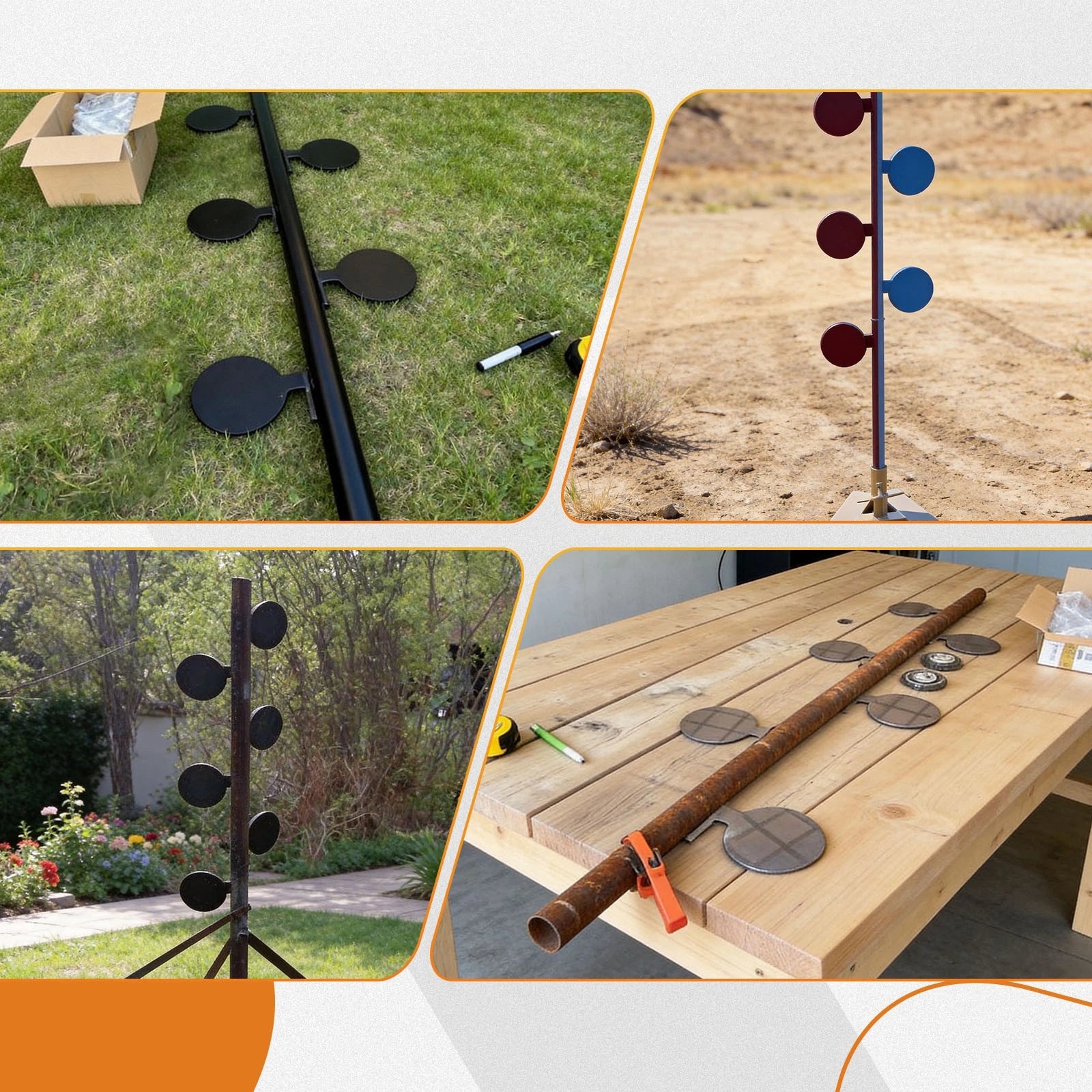 Set of 6 Q235 Steel Plates 6" x 3/8" for Shooting Tree