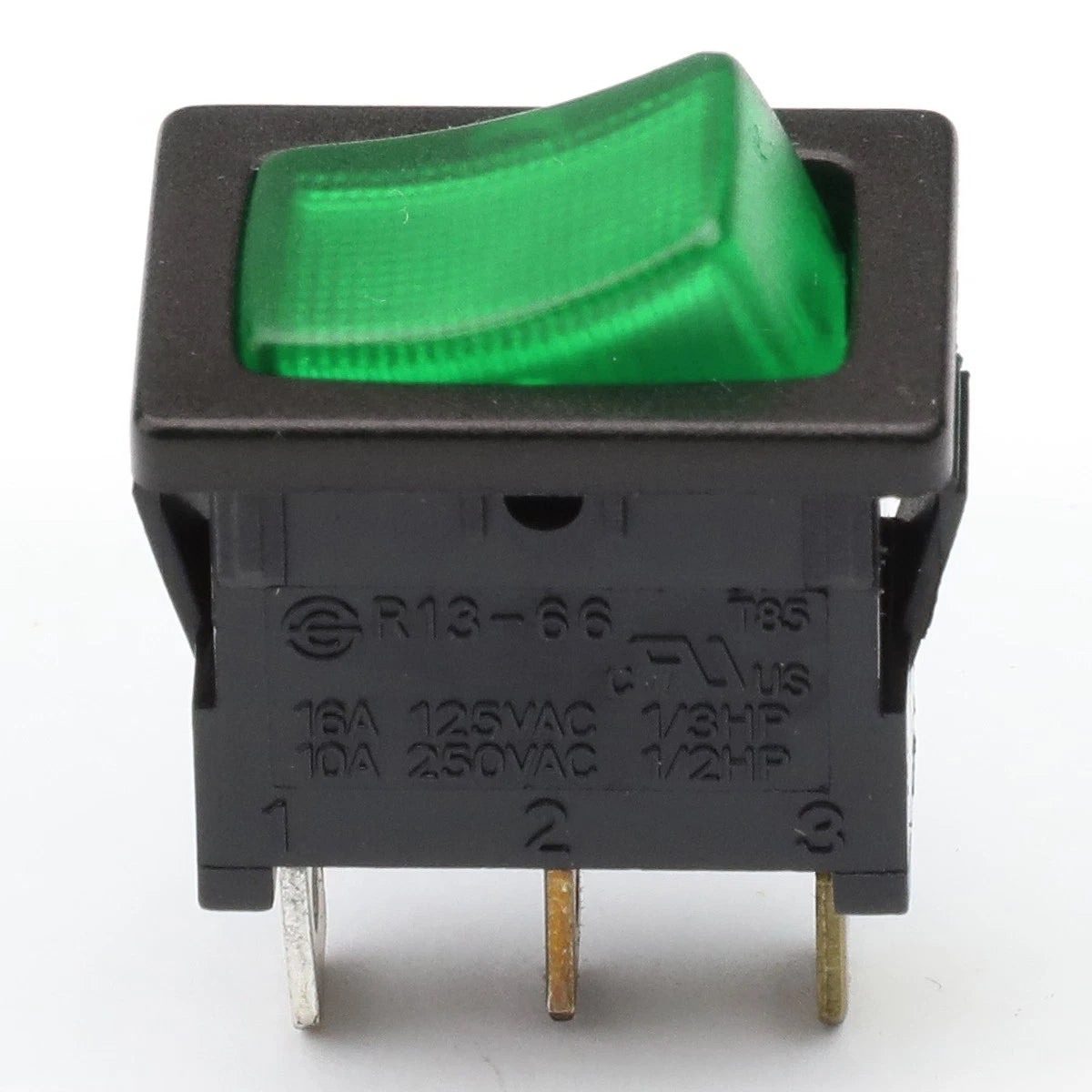 16A Green LED Mini Rocker Toggle Switch for Universal Applications (12V)