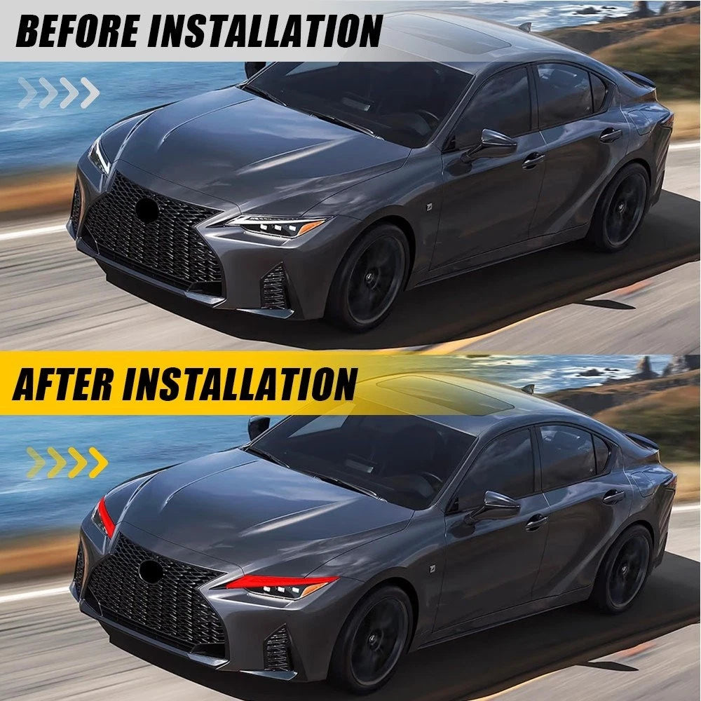 Red Headlight DRL Tint Overlay for Lexus IS350 (2021–2025)