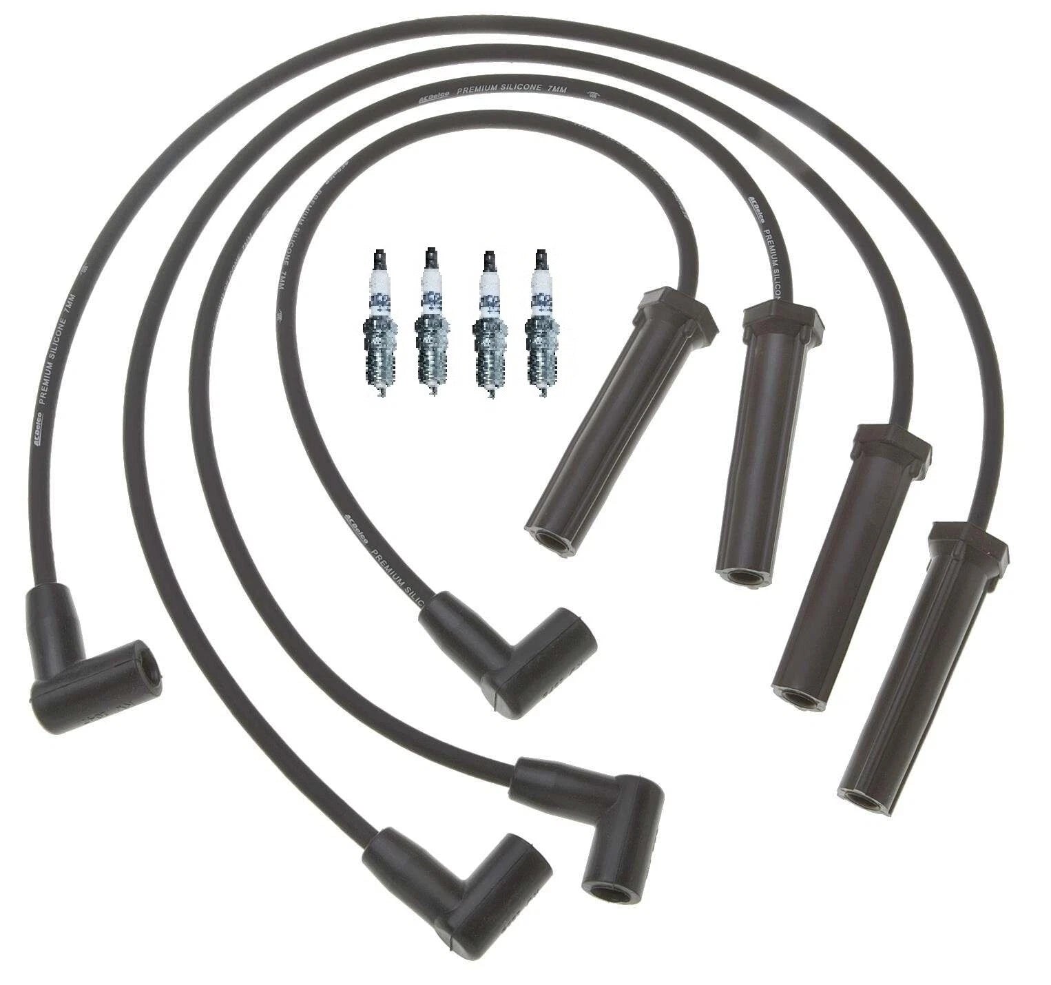 Ignition Wire Set & 4 ACDelco Spark Plugs for Chevy 2.2 L4