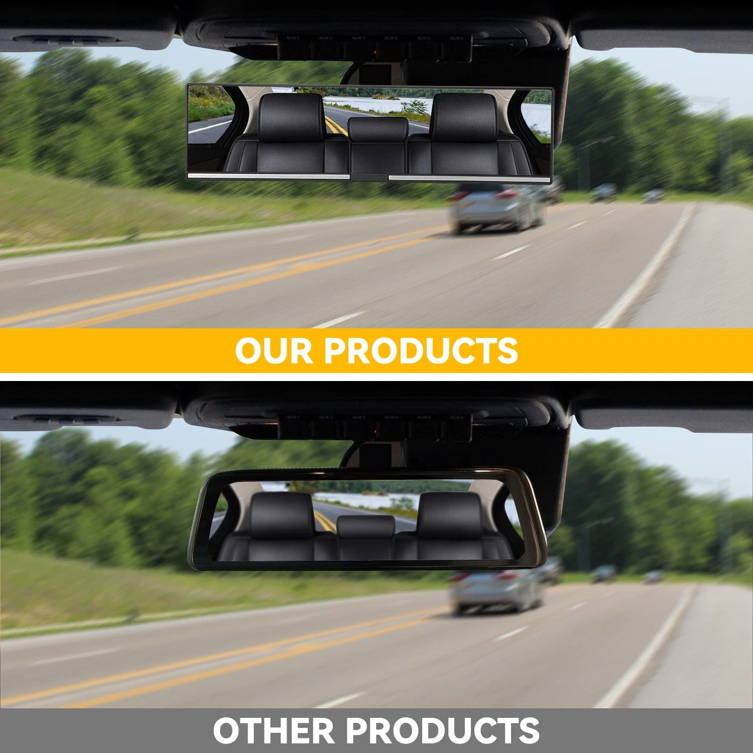 11" Universal Clip On Flat Panoramic Wide Angle Rear View Mirror