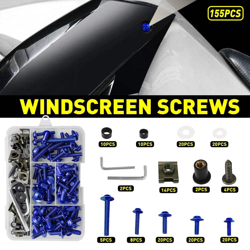 155pcs Fairing Bolts Kit M5 M6 for Suzuki GSXR600/750/1000 (2006–2023)