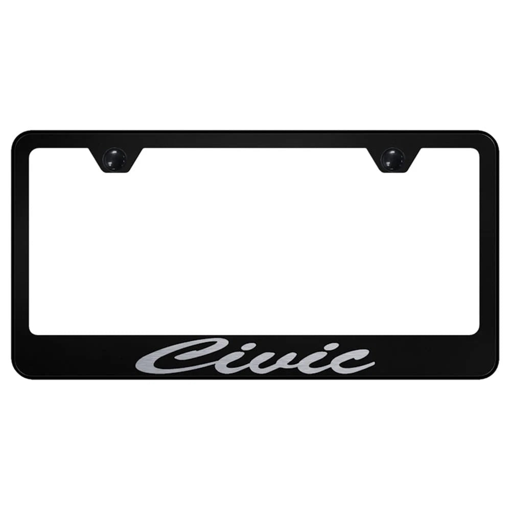 Script Name on Black License Plate Frame - Officially Licensed for Honda Civic