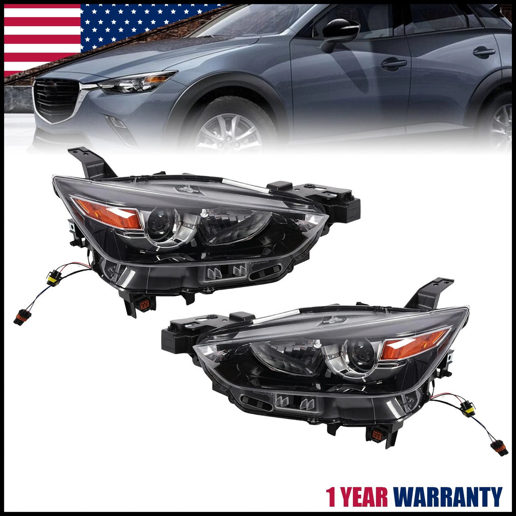 Set of 2 Halogen Headlight Headlamps for Mazda CX-3 (2016–2022)