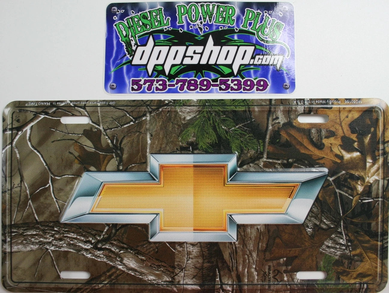 Chevy GMC License Plate Emblem Bowtie Logo (Real Tree Camo)