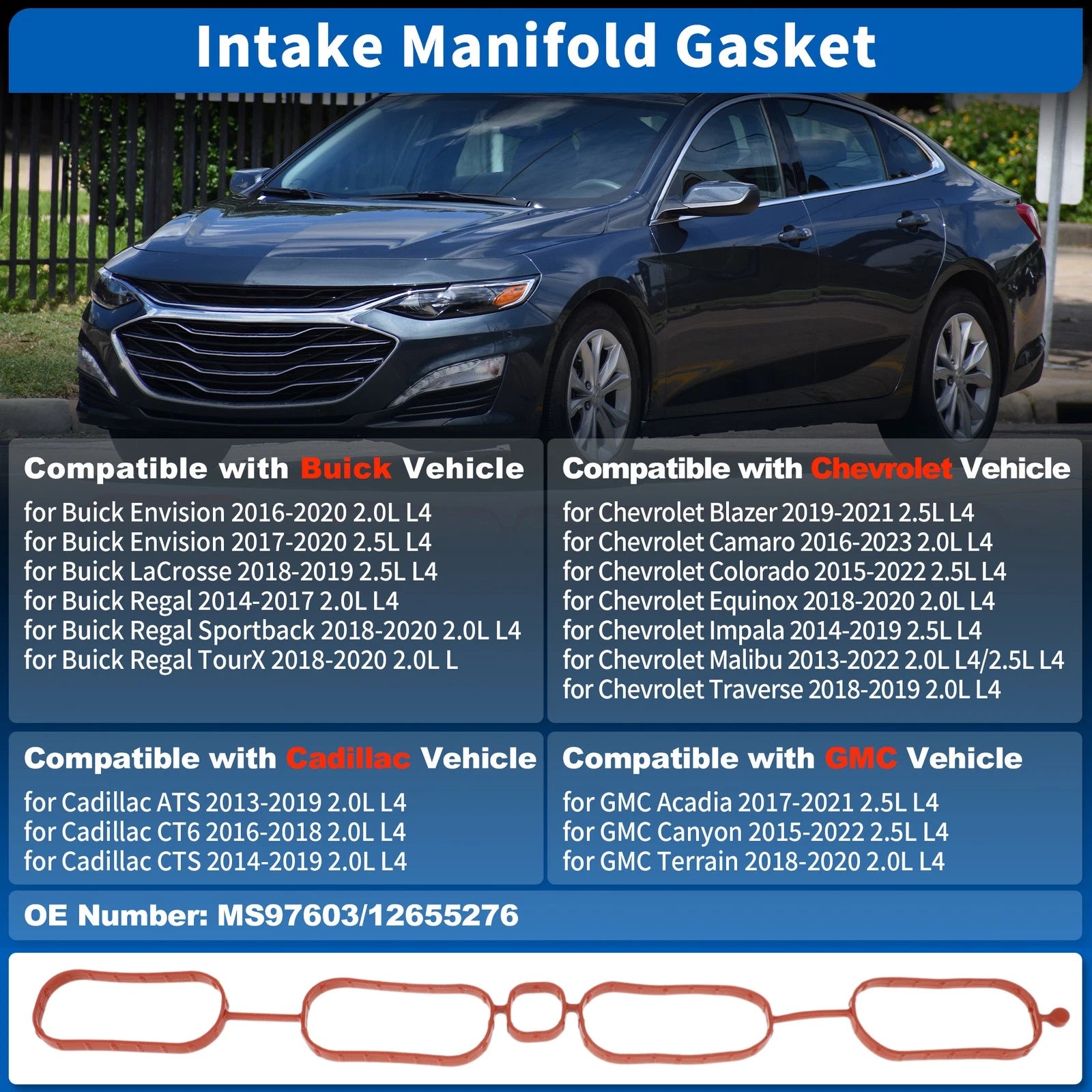 Intake Manifold Gasket for Chevrolet Malibu (2013–2022) No.MS97603, 12655276