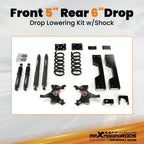 Lowering Shock Kit 5" Front 6" Rear for Silverado Sierra C1500 (1988-1998)