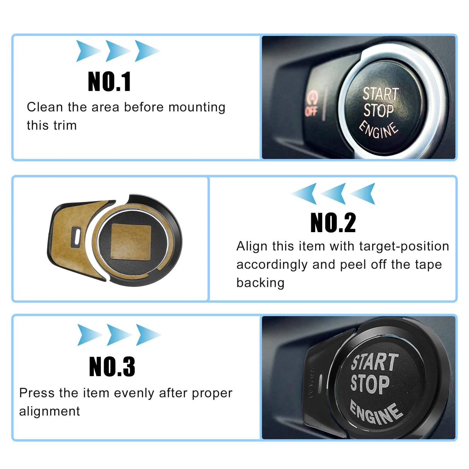 Start Stop Button Cover Sticker Kit for BMW 2 3 4 5 6 7 X1 X2 X3 X4 X5 (2012–2020)