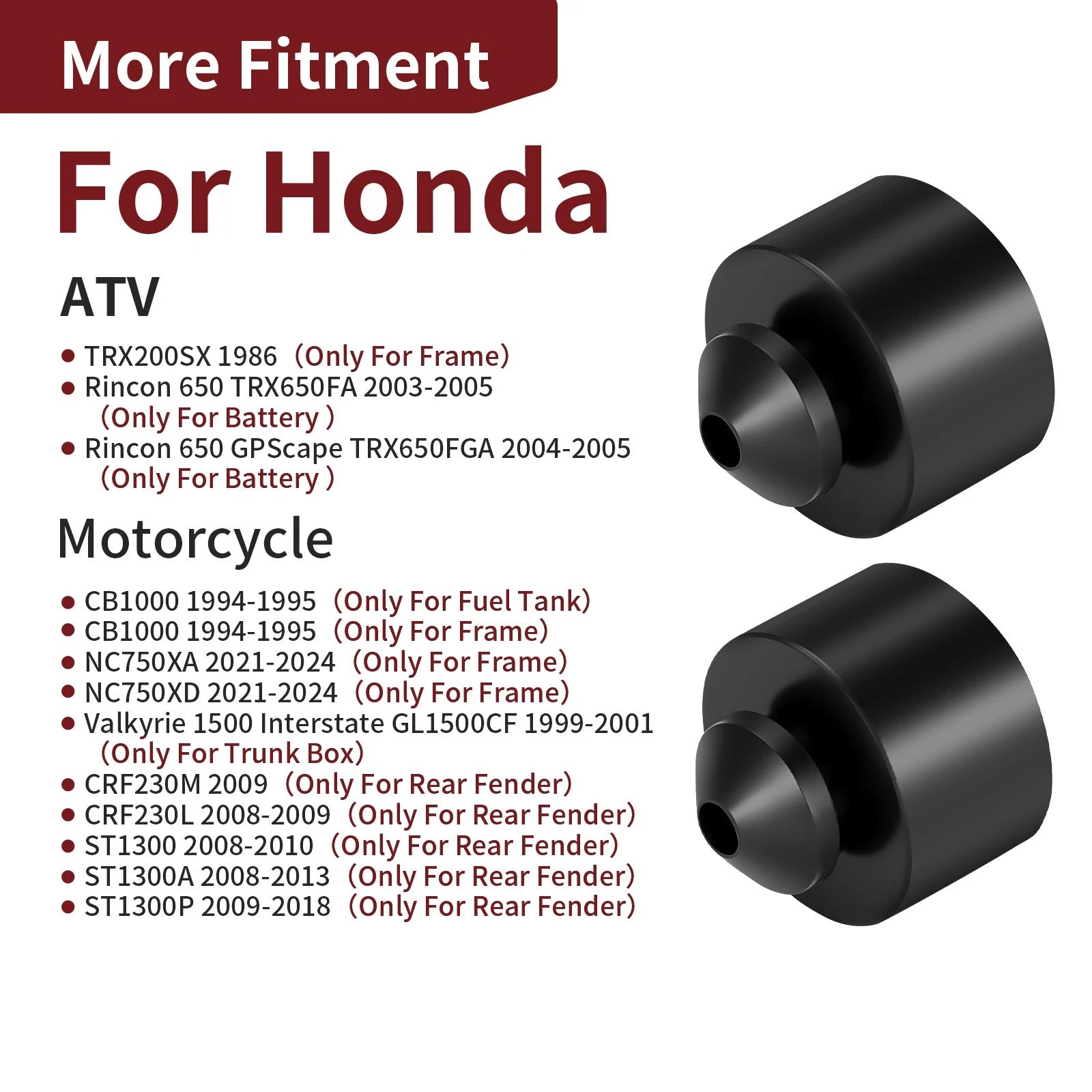 2X Frame Fender Seat Rubbers for Honda Talon 1000R 1000RS 1000X 1000XS 1000X-4