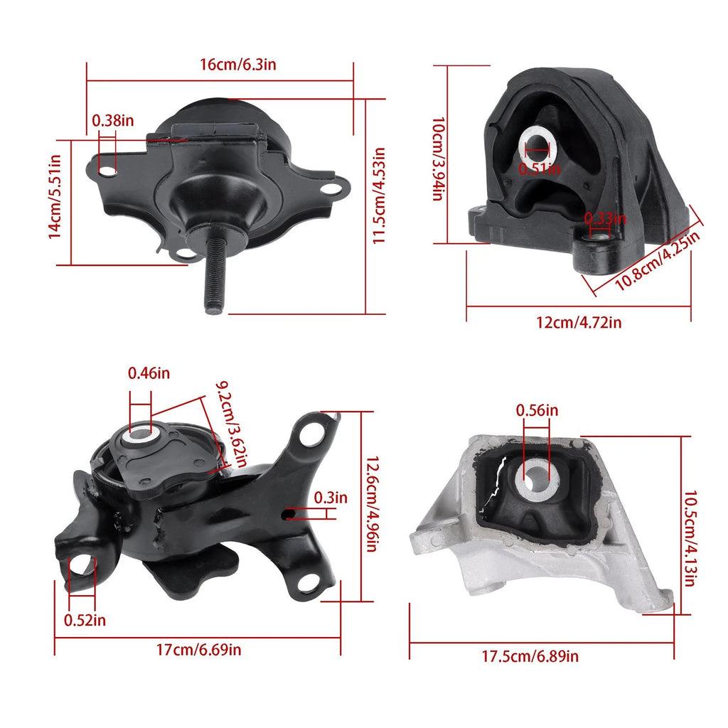Set of 4 Transmission and Motor Mounts for Acura RSX 2.0L Manual (2002–2005)