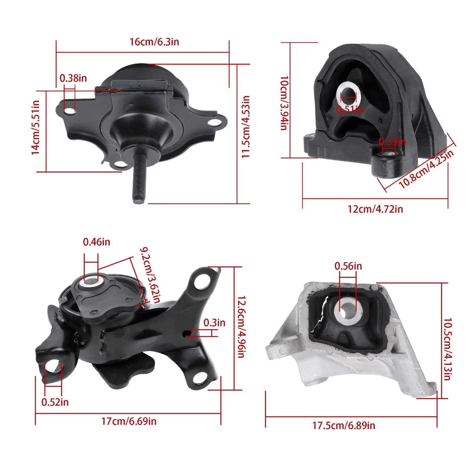 Set of 4 Transmission and Motor Mounts for Acura RSX 2.0L Manual (2002–2005)