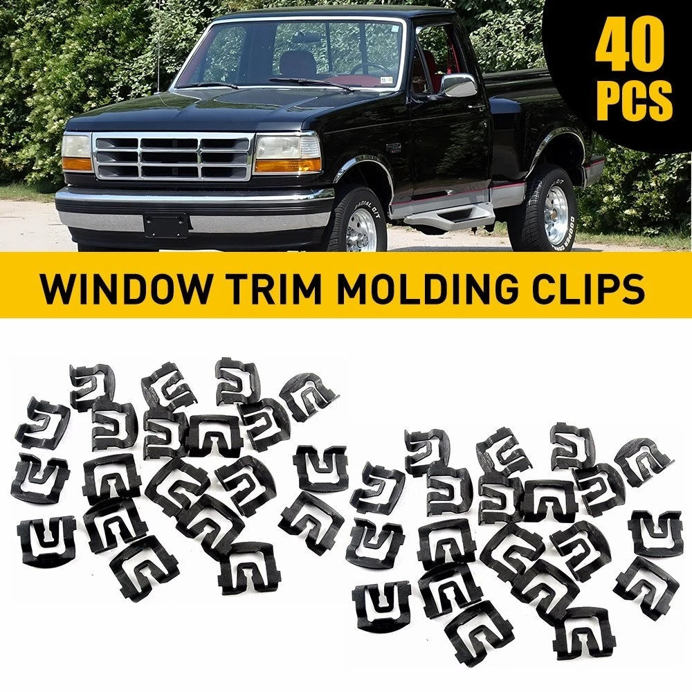 Set of 40 Rear Windshield Trim Reveal Molding Clips for Ford (1964–1993)