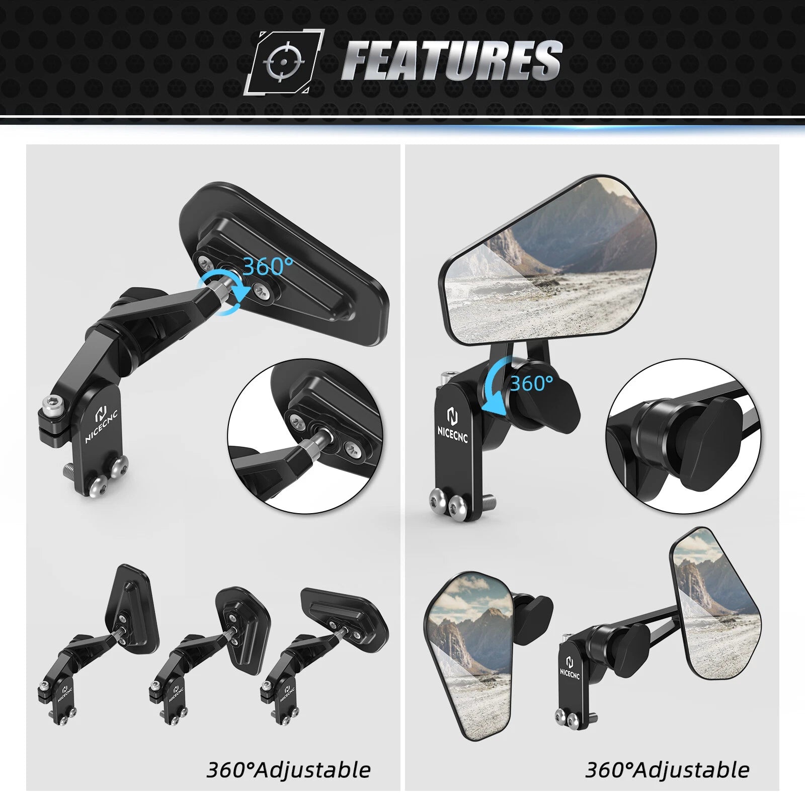 Adjustable Foldable Quick Flip Mirrors for Yamaha YZ450F YZ65 YZ125 (2003–2023)