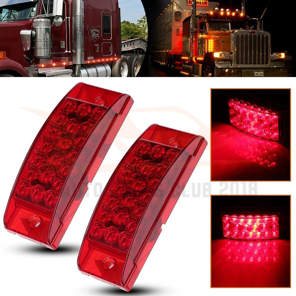 2X Red 6 Inch LED Side Marker Turn Signal Light for Trailer Truck