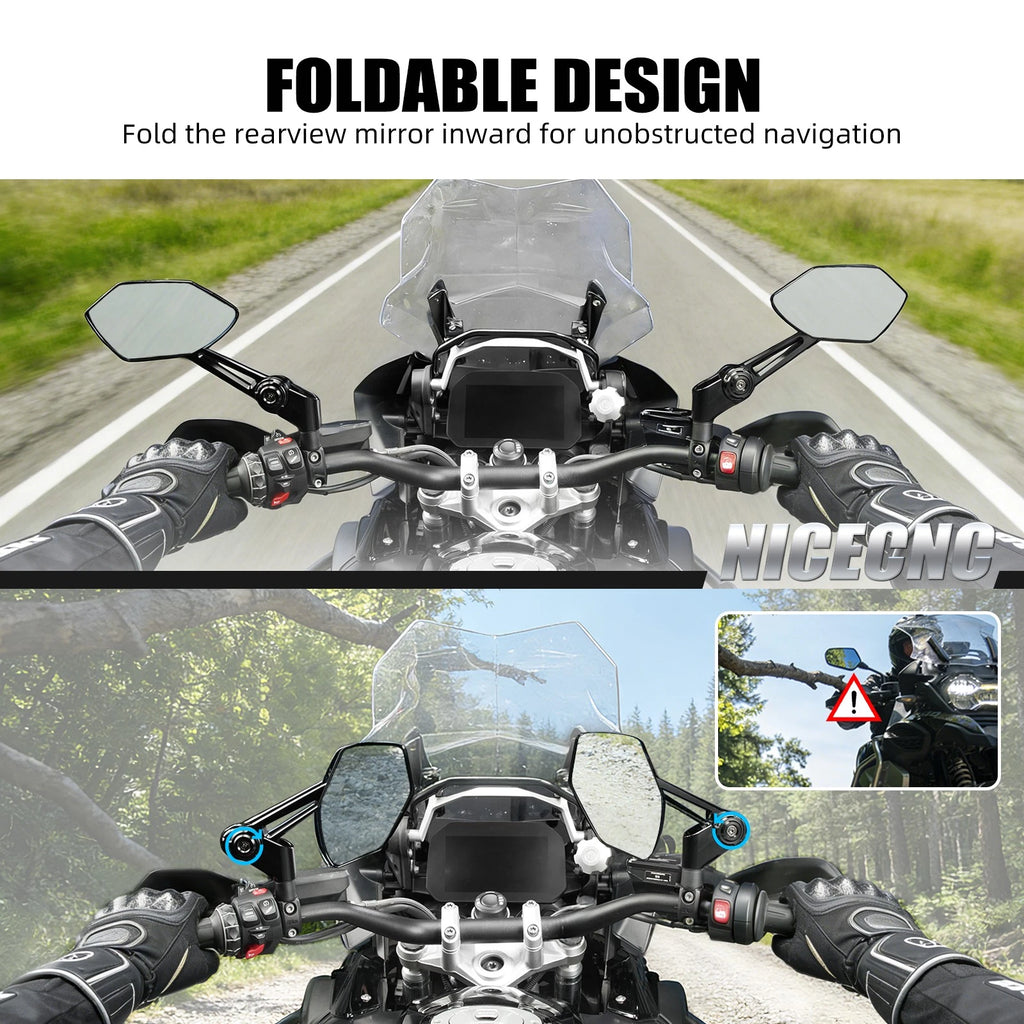 Set of 2 Rearview Mirrors for BMW F650/800/850 GS (2008–2018), R1250R (2019–2024)