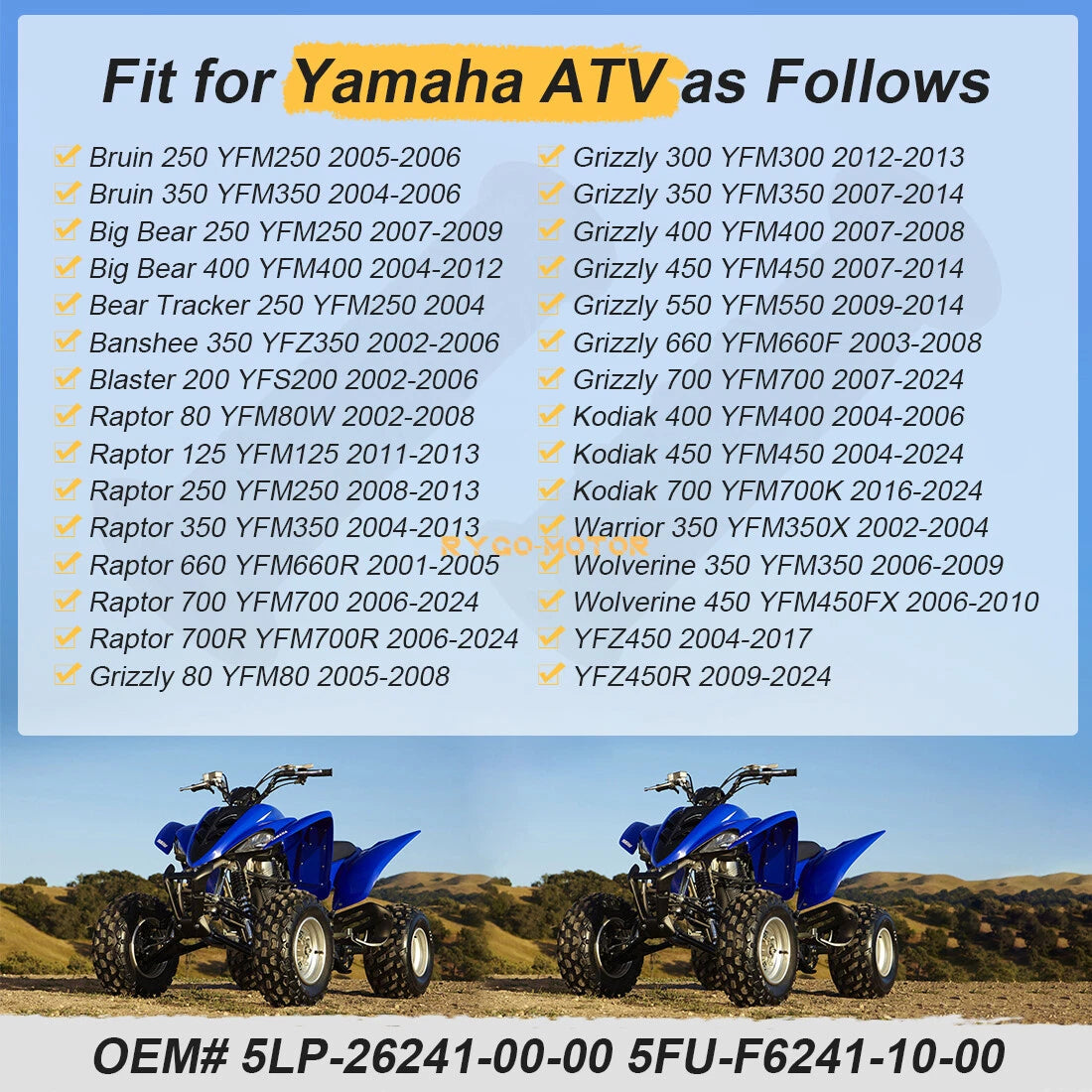 Handlebar Grips for Yamaha Wolverine 350 450 YFM350X YFM450FX 2006–2010