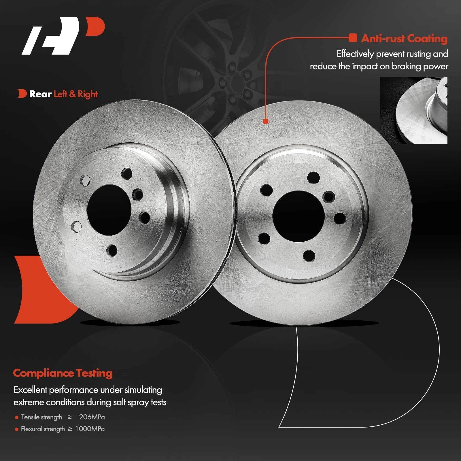 Set of 2 Rear Disc Brake Rotors & Ceramic Pads for BMW X5 X6 (2007–2019)