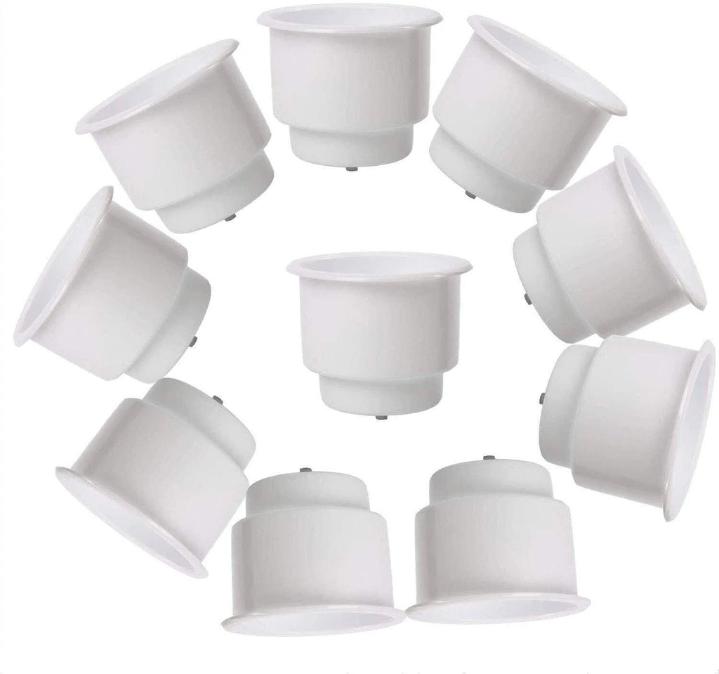 10Pcs White Recessed Plastic Cup Drink Holder with Drain for Boat