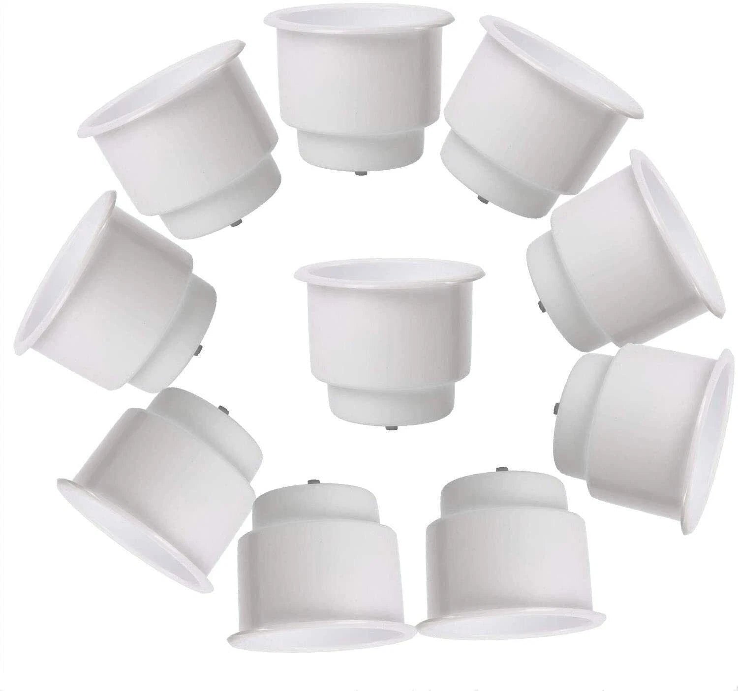 10Pcs White Recessed Plastic Cup Drink Holder with Drain for Boat