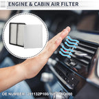 Engine Cabin Air Filter Combo for Hyundai Santa Fe 2.4L 3.5L (2010–2012)