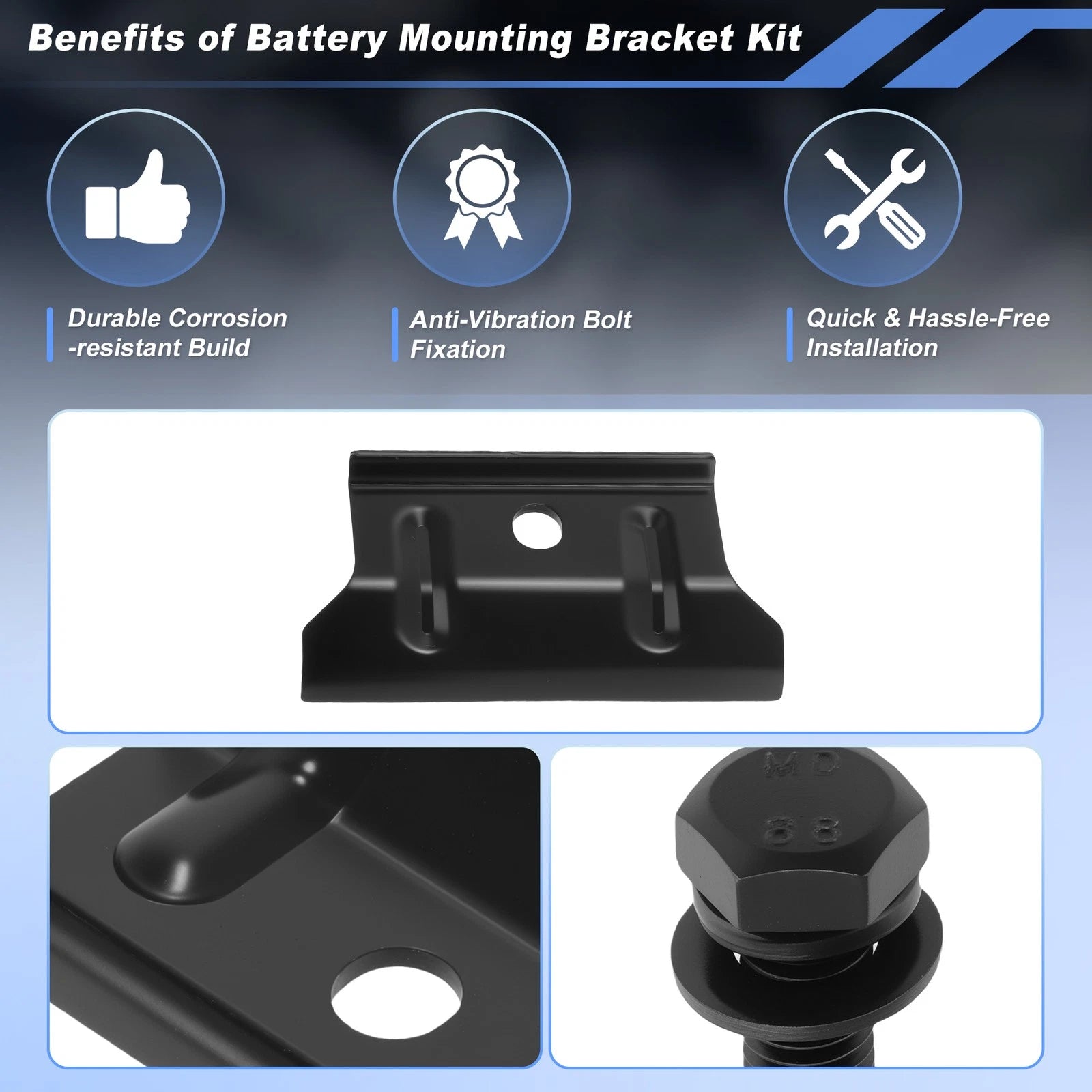 Battery Hold Down Tie Bracket Clamp for Hyundai Sonata, Kia Optima, Sorento (2011–2019)