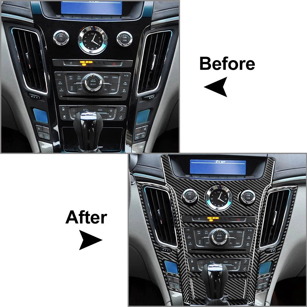 6Pcs Carbon Fiber Interior Center Console Trim for Cadillac CTS (2008–2013)