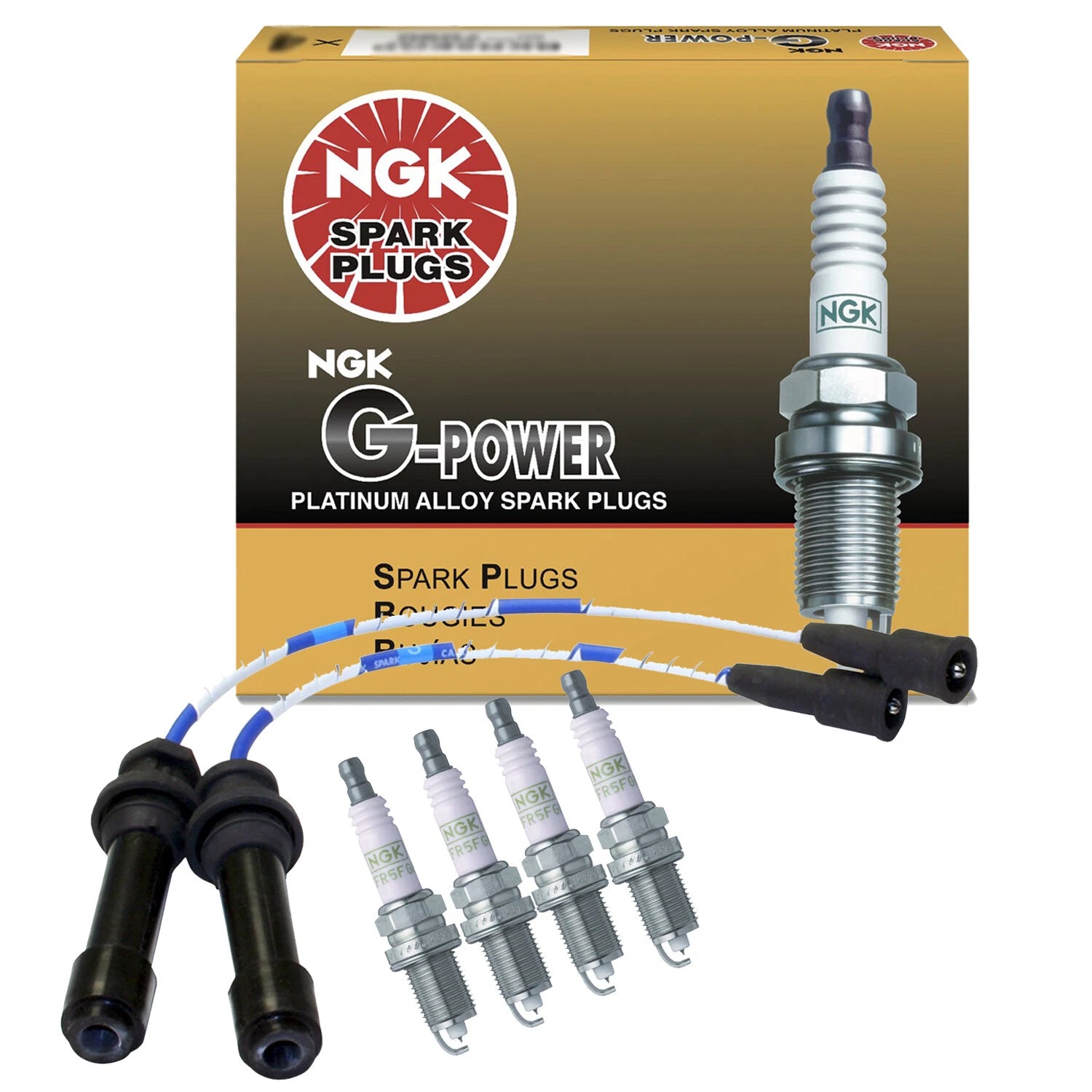 Set of 4 NGK G-Power Platinum Spark Plugs for Mazda Protege (1999–2003)