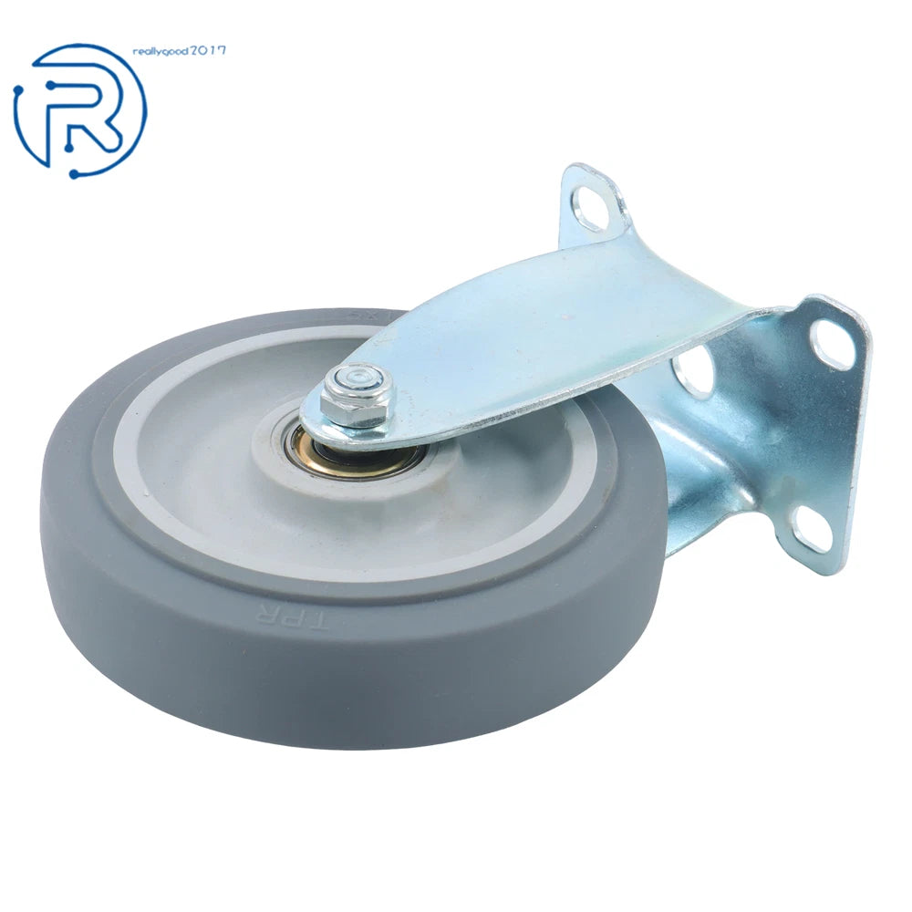 Set of 8 Grey Rubber 5-Inch Casters for Various Applications