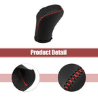 Gear Shift Knob Cover Protector for Toyota Crown (Black, Red Stitches)