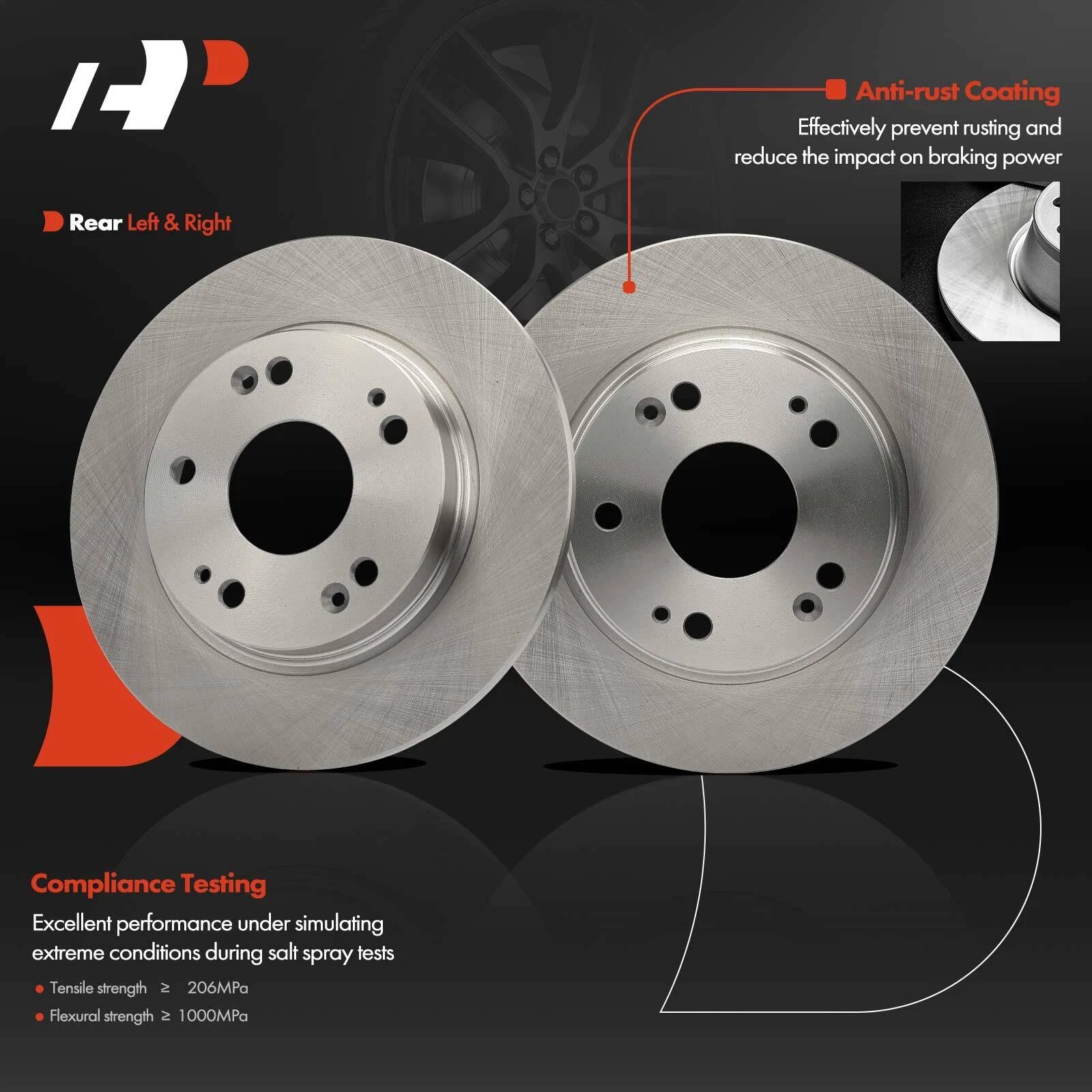 Rear Side Disc Brake Rotors for Honda CR-Z (2011–2015)