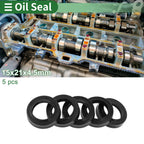 Set of 5 Oil Seal Rotary Shaft Seal NBR Rubber 15x21x4.5mm