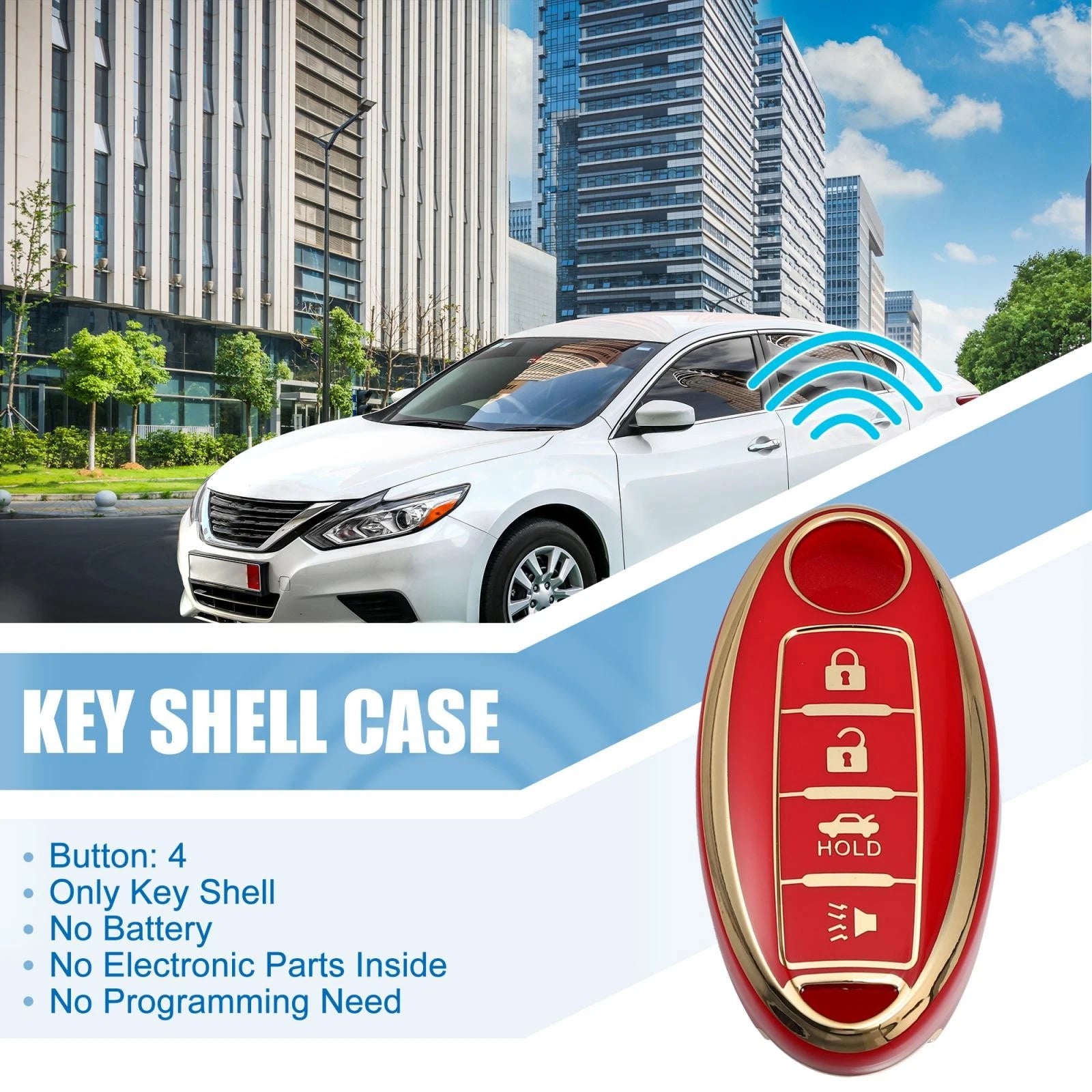 Silicone Key Fob Case Cover for Infiniti QX80 (2014) - Red