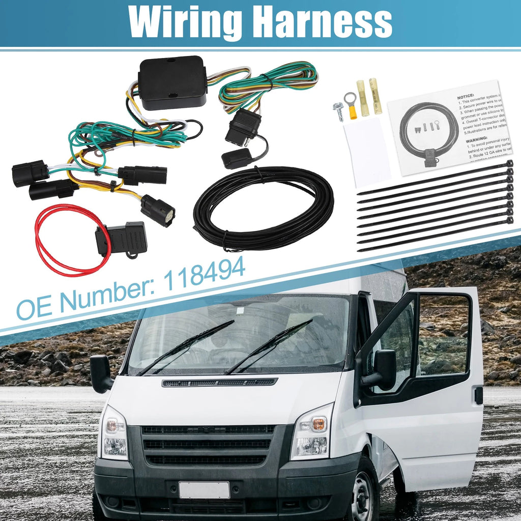 Set of 4 118494 4-Pin Trailer Wiring Harness for Ford Transit-150 250 (2015–2022)