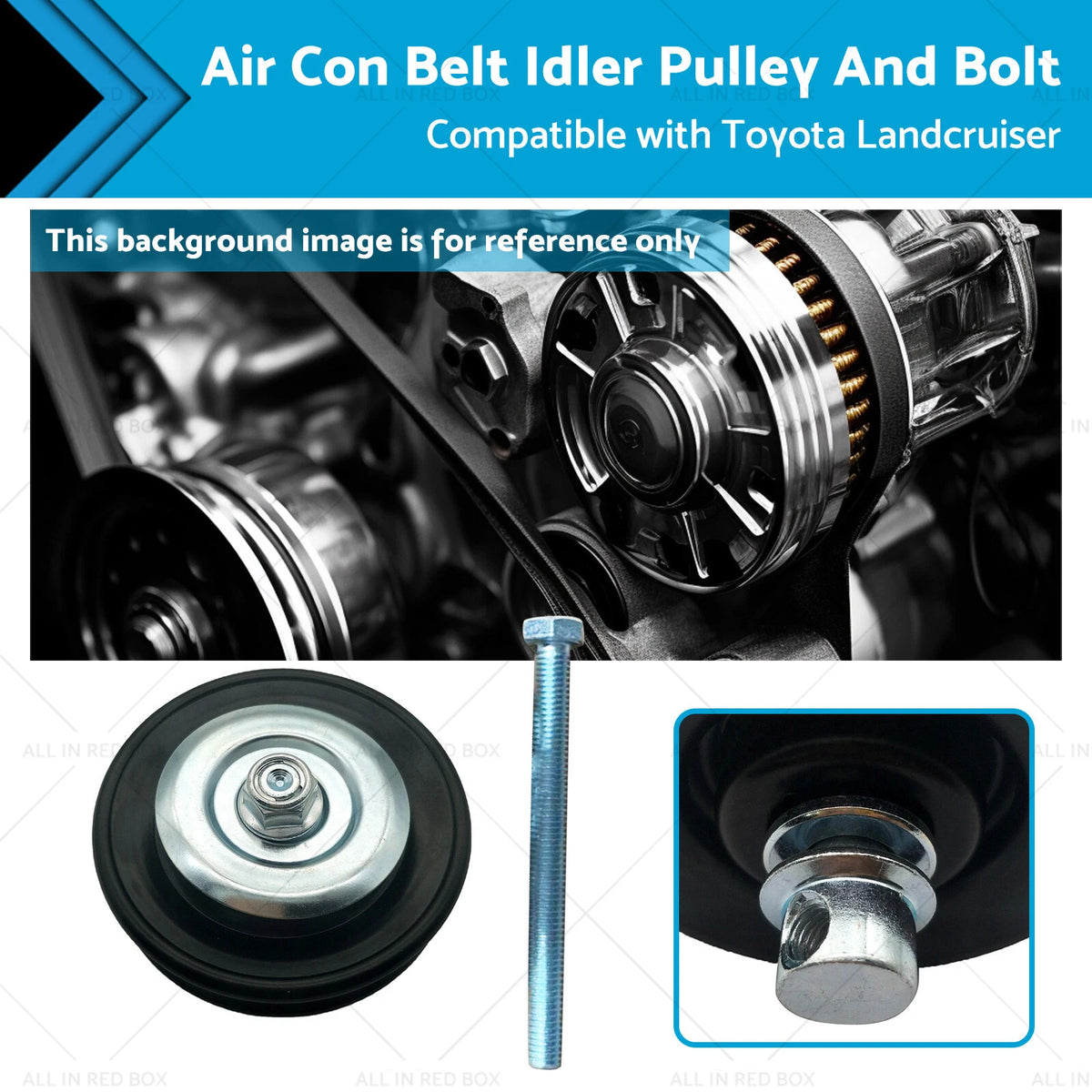 Air Con Belt Idler Pulley & Bolt for Landcruiser HZJ75 HZJ80 HZJ105 (1990–2007)