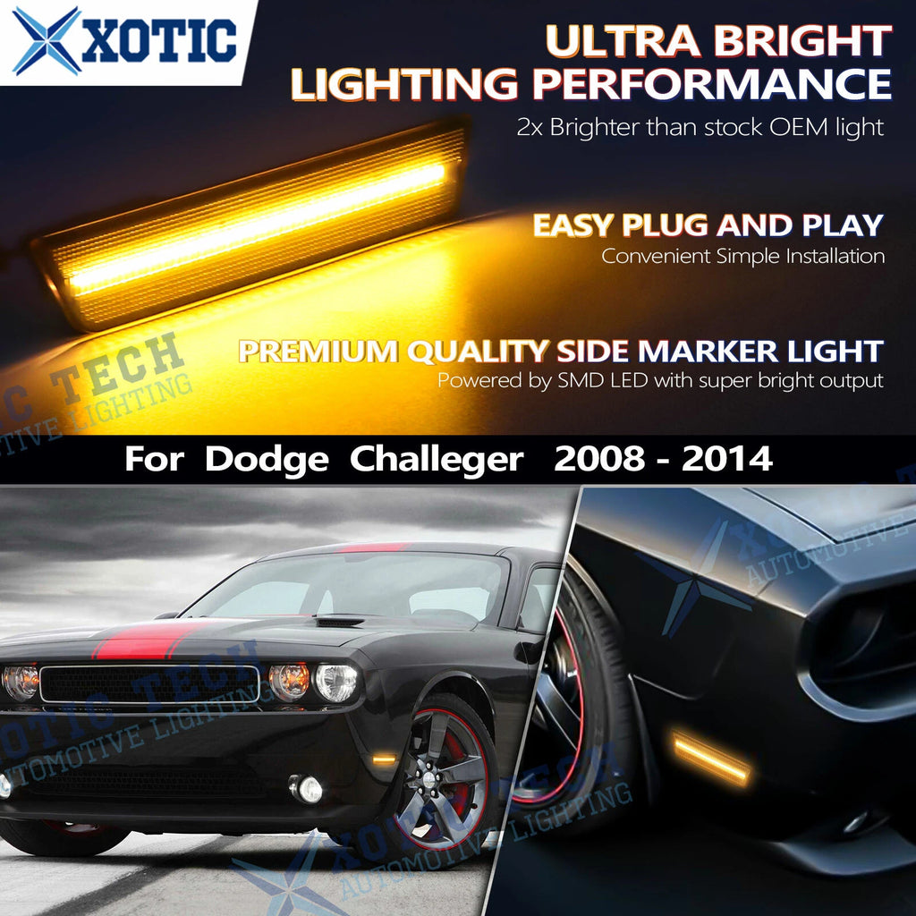 Smoked LED Front and Rear Side Marker Light for Dodge Challenger (2008-2014)