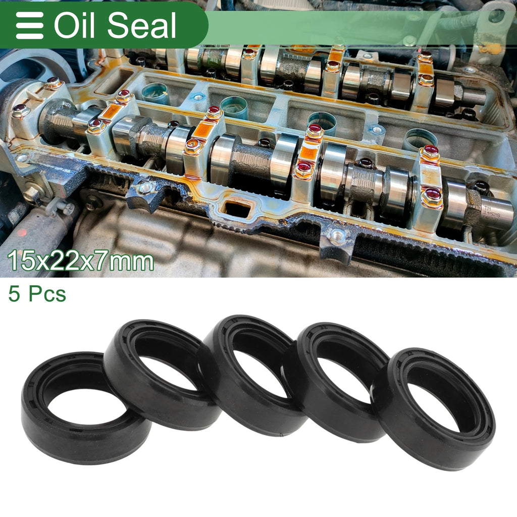 Set of 5 Oil Seal Rotary Shaft Seal NBR Rubber 15x22x7mm