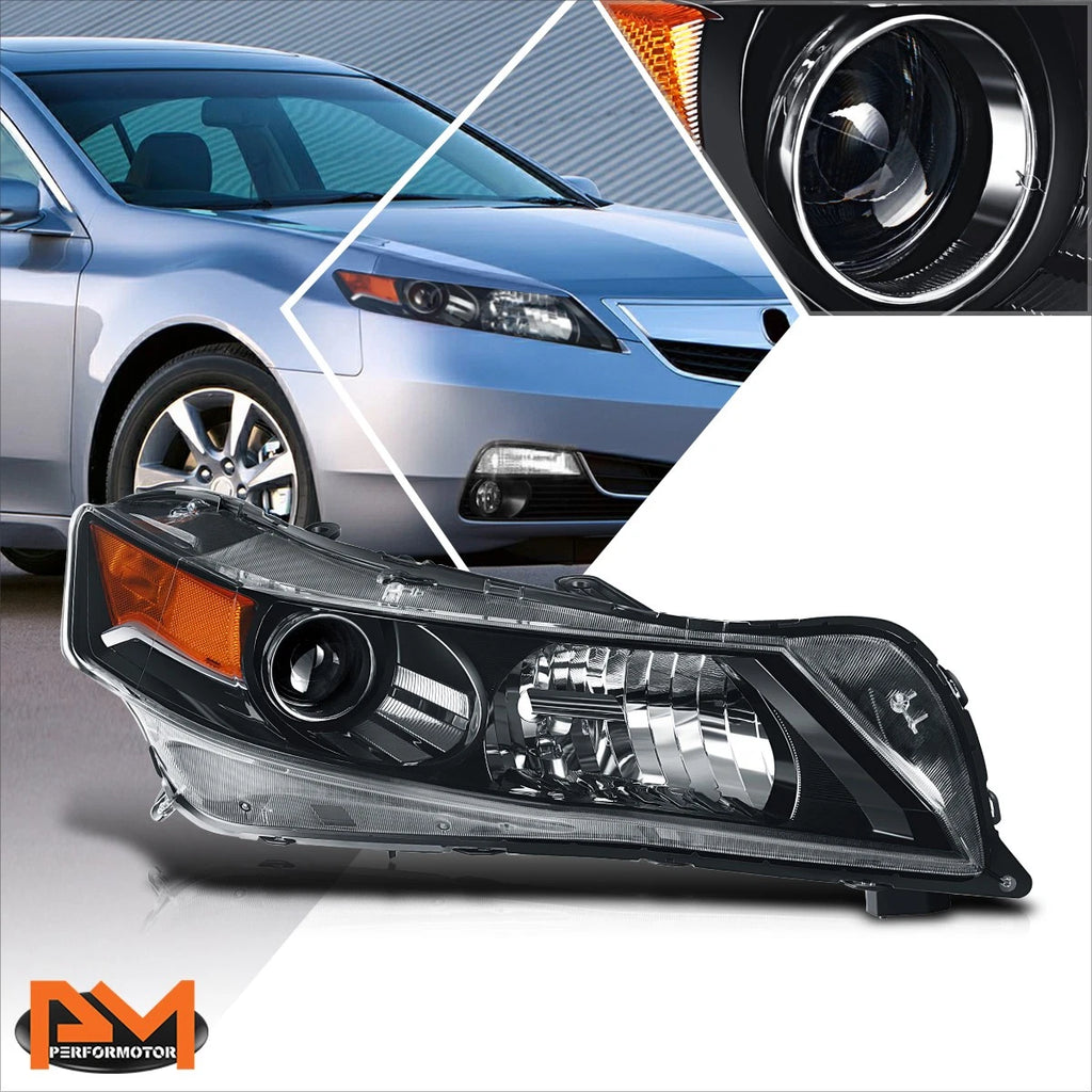 Right Side Projector Headlight Lamp for Acura TL (2012–2014) Black/Amber