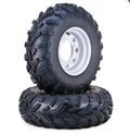 Set of 2 WANDA ATV Tire + Wheel 25x10-12 6-Ply Light Mud 4-156 / 4+3 Silver